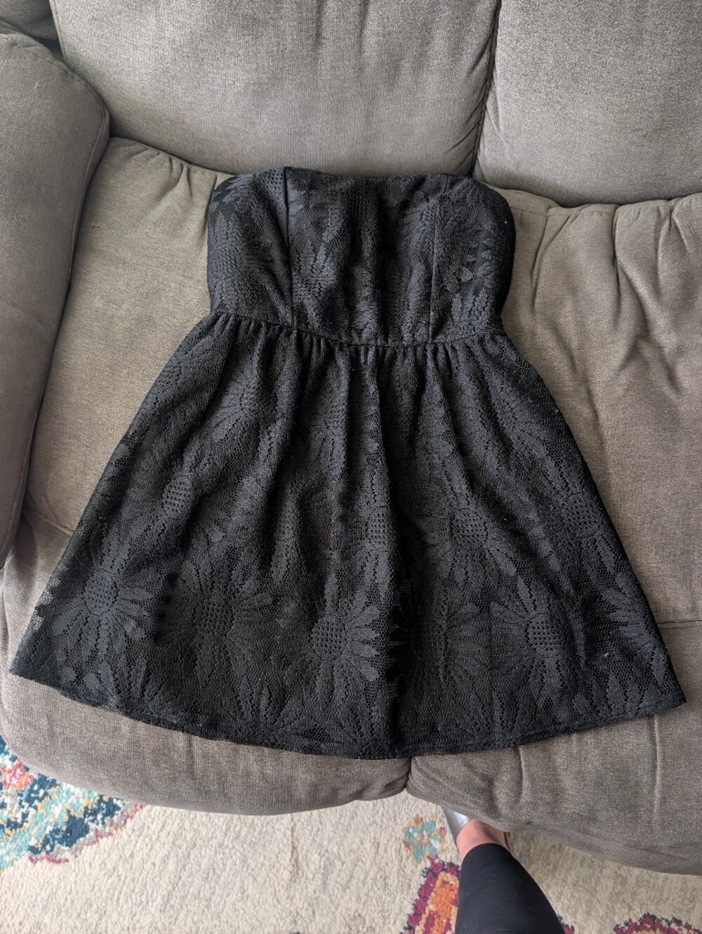 Deb Black Strapless Lace Fit-and-Flare Dress